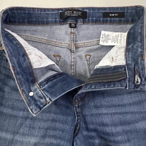Judy Blue Jeans Womens 25x28 Blue Slim Fit Denim Mid Rise Medium Wash Stretch - Picture 3 of 11